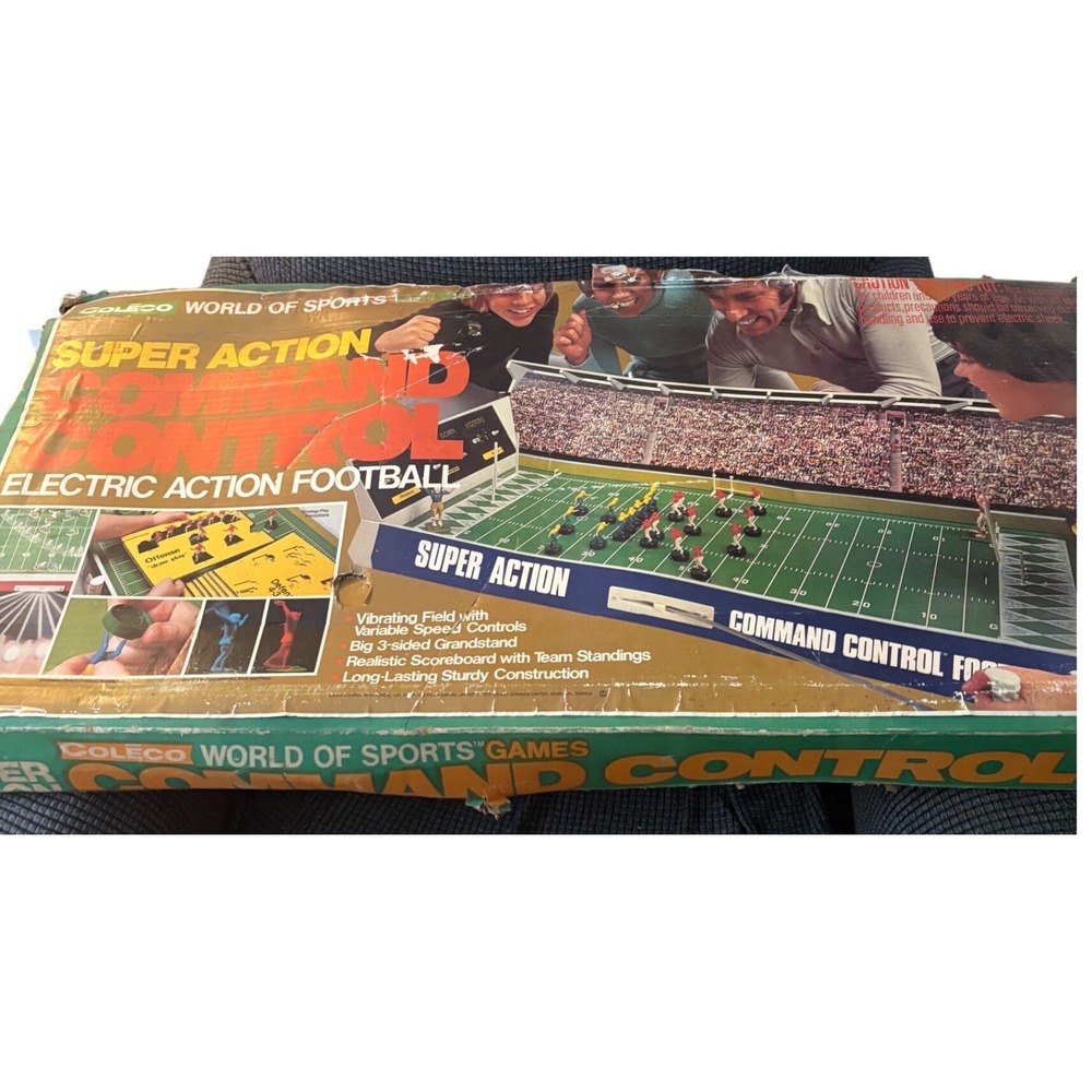 1973 Coleco Super Action Command Control Electric Football WORKING Players Box
